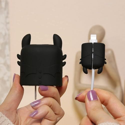 INEFABLE Charger Case Cover Protector with 3D Cute Pattern for iPhone Charger only 18W & 20W, Data Charging Cable Wire Saver Protective Cable Cover Full Protection - Set Of 1 (Black Dragon) - Image 4