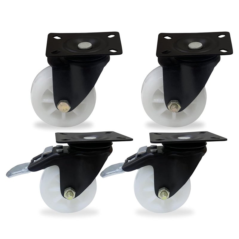 Impex IMPEX 4 Caster Wheels Swivel Plate with Brake Lock For Trolley Truck 75MM Heavy Duty upto 1200 lbs Castor Wheel for FurnitureCounter 360 Rotating Castor Wheel Set of 4 Wheel Color Design May vary - Image 1