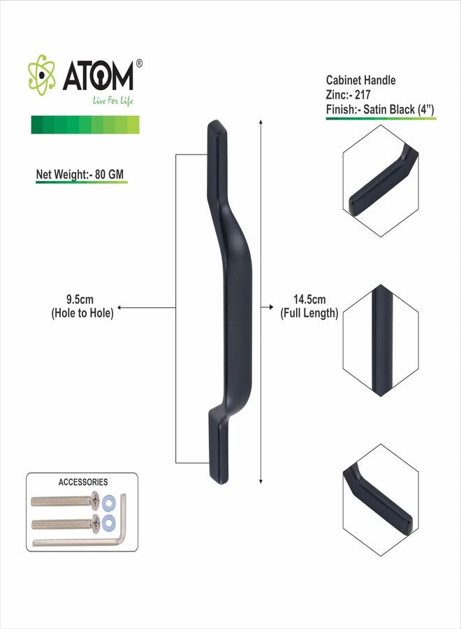 Atom 5.6 inches Zinc Cabinet Pull Handle | Black Matt Finish | Office Wardrobe Furniture Kitchen Drawer Push Bar, 207, Pack of 2 - Image 5