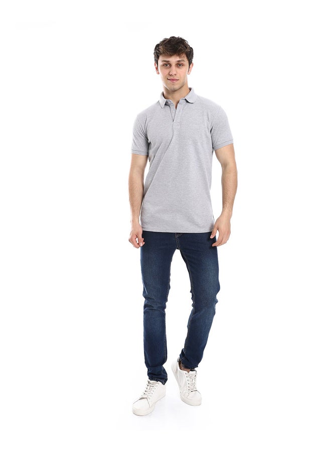 Andora Regular Fit Pique Polo T-Shirt_ Light Gray - Image 1