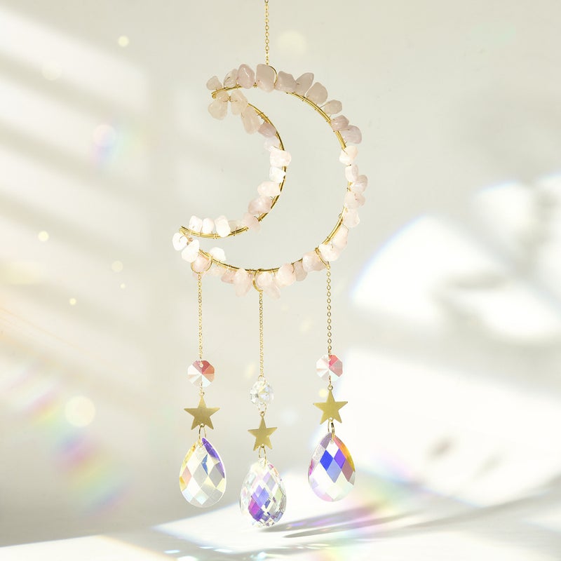 Crystal Pendant Natural Crystal Gravel Moon Garden Decoration Sun Catcher Wind Chime - Image 5