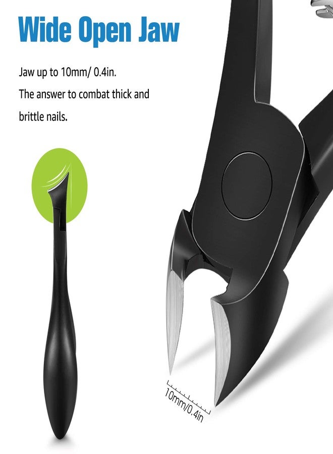 FERYES Precision Toenail Clipper for Thick or Ingrown Toenails, 4R13 Stainless Steel Nail Cutter, Manicure Pedicure Clipper - BLACK - Image 4