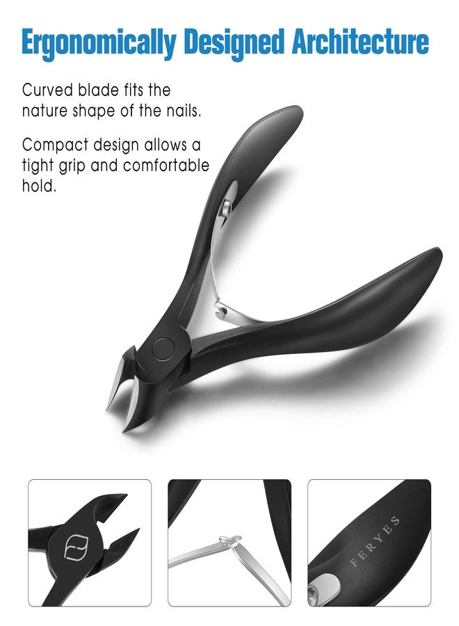 FERYES Precision Toenail Clipper for Thick or Ingrown Toenails, 4R13 Stainless Steel Nail Cutter, Manicure Pedicure Clipper - BLACK - Image 3