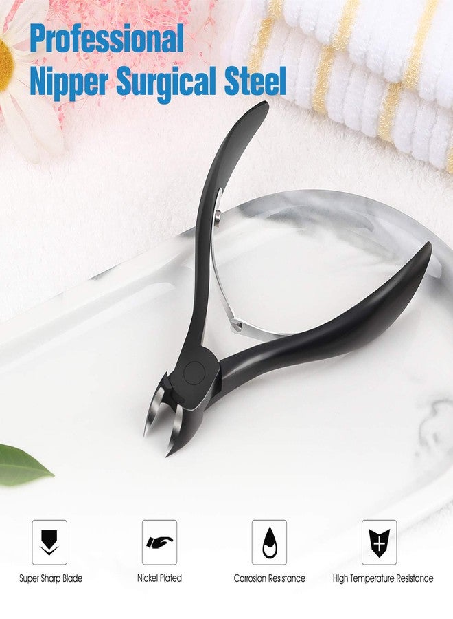 FERYES Precision Toenail Clipper for Thick or Ingrown Toenails, 4R13 Stainless Steel Nail Cutter, Manicure Pedicure Clipper - BLACK - Image 2