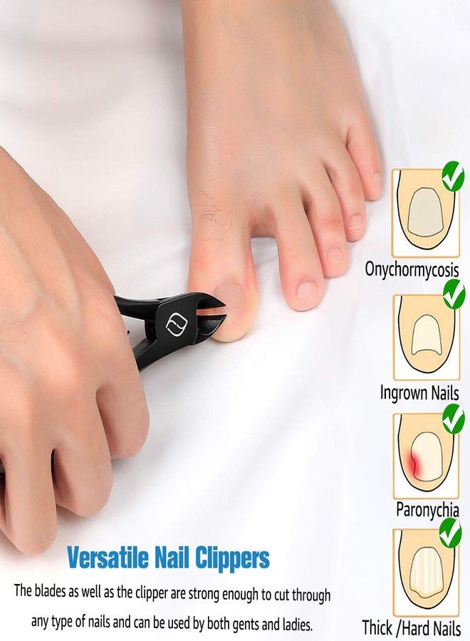 FERYES Precision Toenail Clipper for Thick or Ingrown Toenails, 4R13 Stainless Steel Nail Cutter, Manicure Pedicure Clipper - BLACK - Image 5