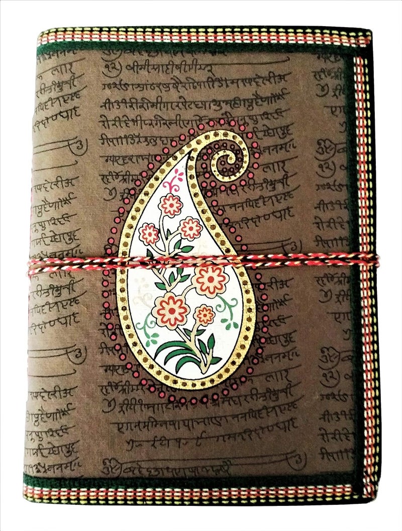 Purpledip Handmade Paper Journal 'Persian Paisley': Vintage Diary Notebook With Thread Closure (11488) - Image 1