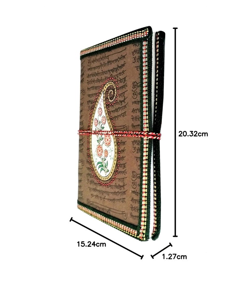 Purpledip Handmade Paper Journal 'Persian Paisley': Vintage Diary Notebook With Thread Closure (11488) - Image 5