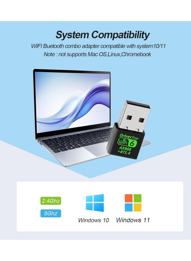 SUPER SO USB WiFi Bluetooth Adapter, 900Mbps Dual Band 2.4/5Ghz Wireless Network External Receiver, Mini WiFi Dongle for PC/Laptop/Desktop - Image 5