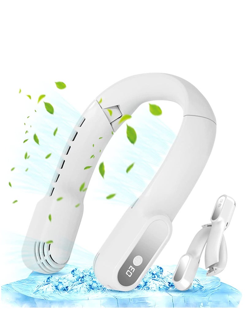 Excefore Neck Fan, Hands Free Bladeless Neck Fans Portable Rechargeable, 360° Neck Fans with 3 Speeds Adjustment, 4000mAh Battery Bladeless Fan, Suitable for Outdoor Travel Indoor (White) - Image 1