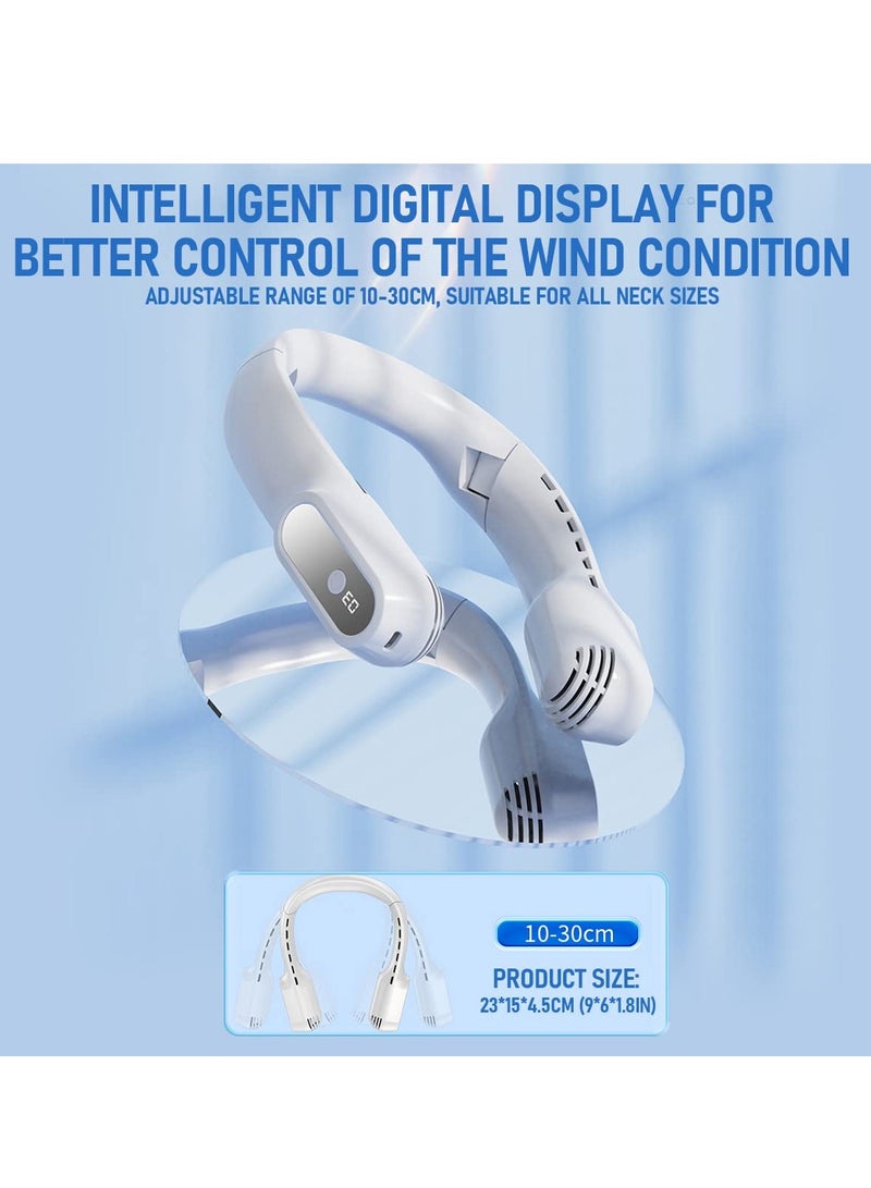 Excefore Neck Fan, Hands Free Bladeless Neck Fans Portable Rechargeable, 360° Neck Fans with 3 Speeds Adjustment, 4000mAh Battery Bladeless Fan, Suitable for Outdoor Travel Indoor (White) - Image 2