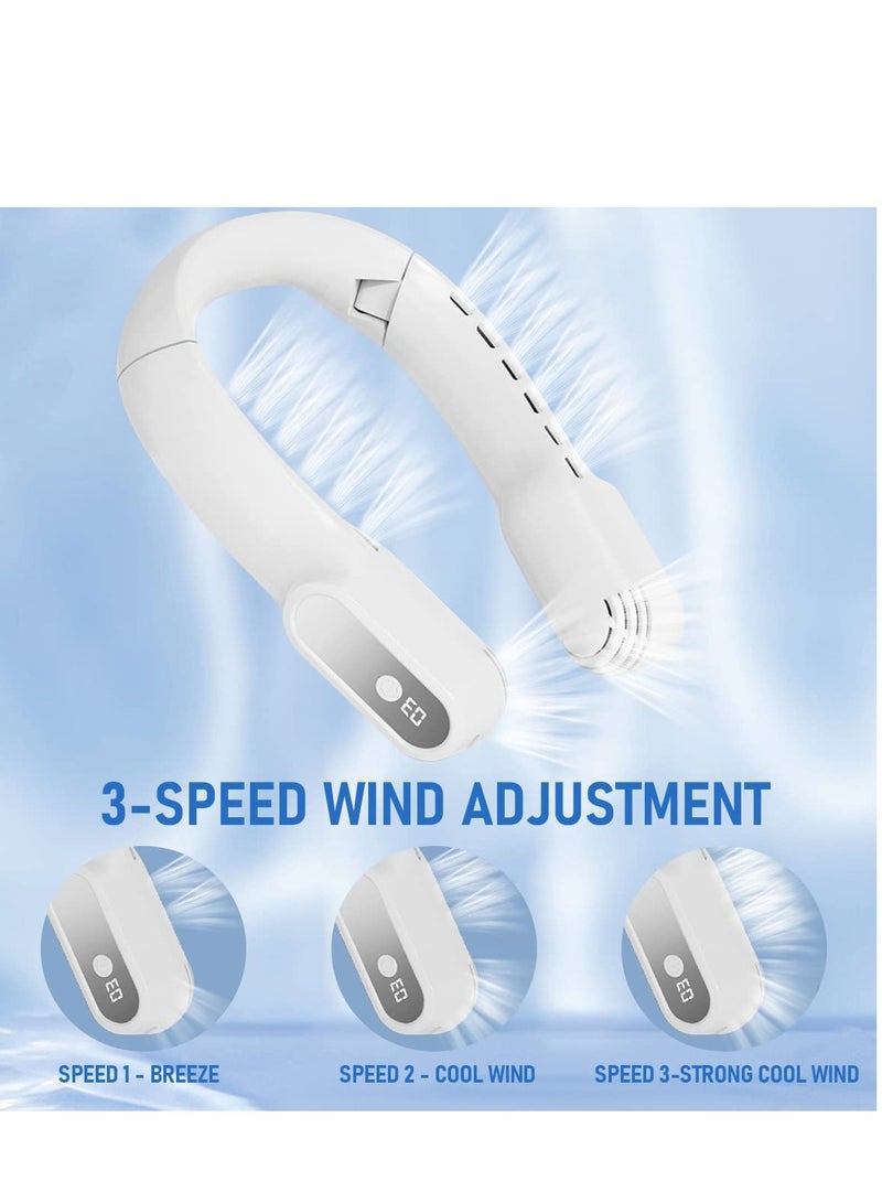 Excefore Neck Fan, Hands Free Bladeless Neck Fans Portable Rechargeable, 360° Neck Fans with 3 Speeds Adjustment, 4000mAh Battery Bladeless Fan, Suitable for Outdoor Travel Indoor (White) - Image 3