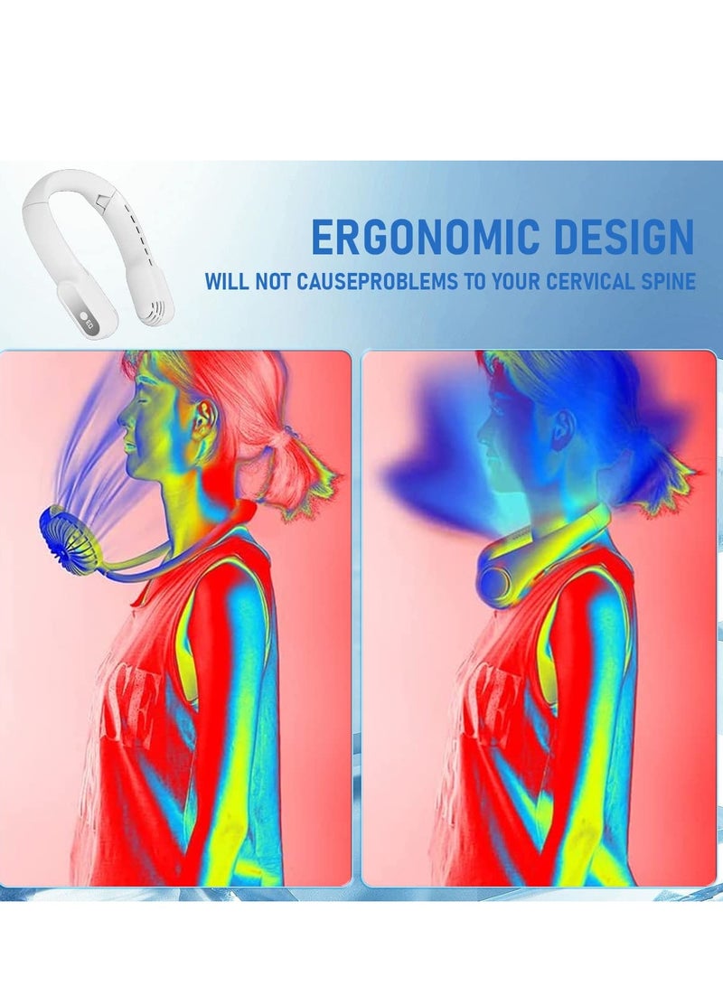 Excefore Neck Fan, Hands Free Bladeless Neck Fans Portable Rechargeable, 360° Neck Fans with 3 Speeds Adjustment, 4000mAh Battery Bladeless Fan, Suitable for Outdoor Travel Indoor (White) - Image 5
