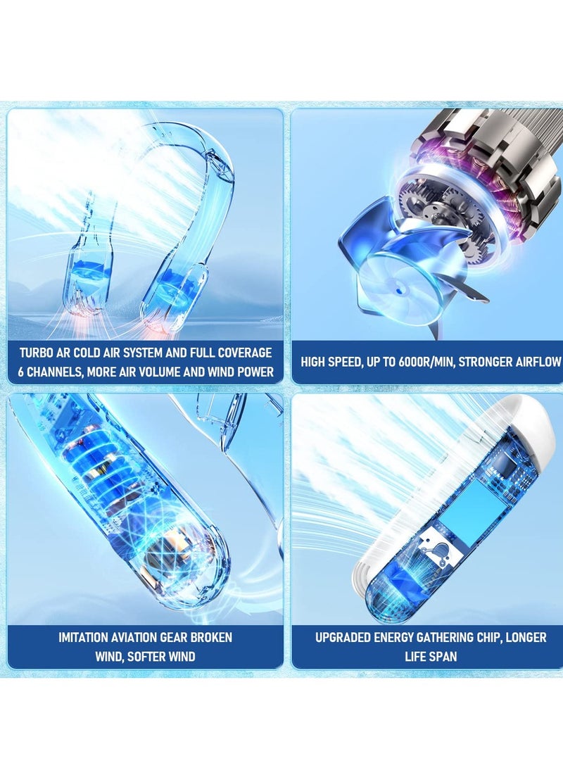 Excefore Neck Fan, Hands Free Bladeless Neck Fans Portable Rechargeable, 360° Neck Fans with 3 Speeds Adjustment, 4000mAh Battery Bladeless Fan, Suitable for Outdoor Travel Indoor (White) - Image 4