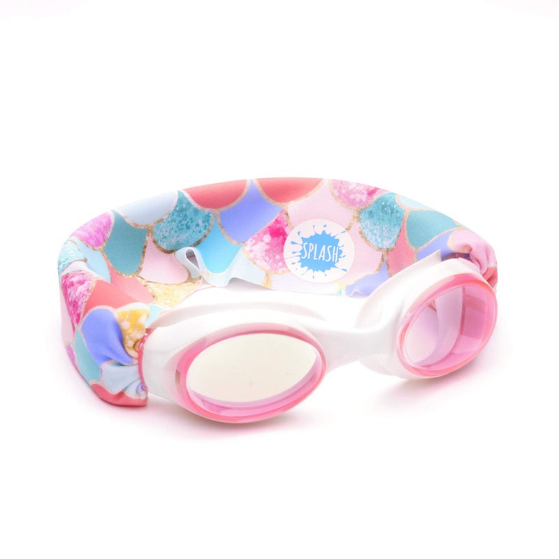 Splash Place KIDS SWIM GOGGLES with Fabric Strap - MERMAID | Fun, Fashionable, Comfortable - Tangle-Free, Swimming Goggles for Kids, Comfy Fabric Strap Goggles - Image 1