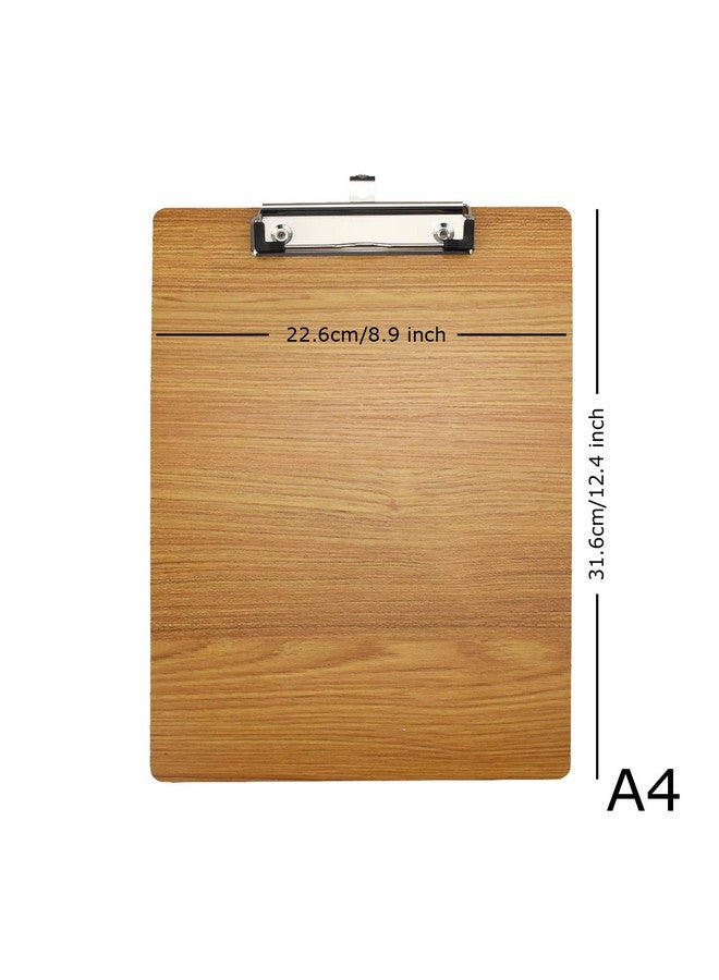enyuwlcm Wooden Clipboard Durable Mdf Clipboard A4 Letter Size For Office Low Profile Clip 2 Packs Brown - Image 2