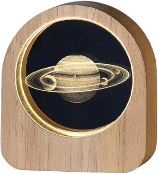 CPENSUS 3D Galaxy Crystal Ball Night Lamp,Solar System, USB Table Colorful LED Wooden Crystal Ball for Home Decoration Birthday Gift for Teens Boys and Girls (Saturns) - Image 1