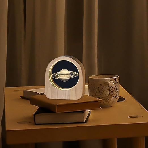 CPENSUS 3D Galaxy Crystal Ball Night Lamp,Solar System, USB Table Colorful LED Wooden Crystal Ball for Home Decoration Birthday Gift for Teens Boys and Girls (Saturns) - Image 3