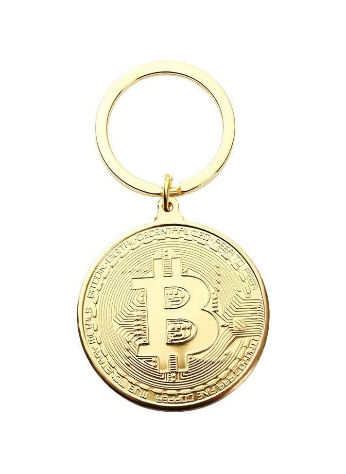 SOLDOUT Creative Trinket Jewelry Keychain Bitcoin Key Fob Round Medal Pendant Keyrings Men Women Key Holder  - Image 1