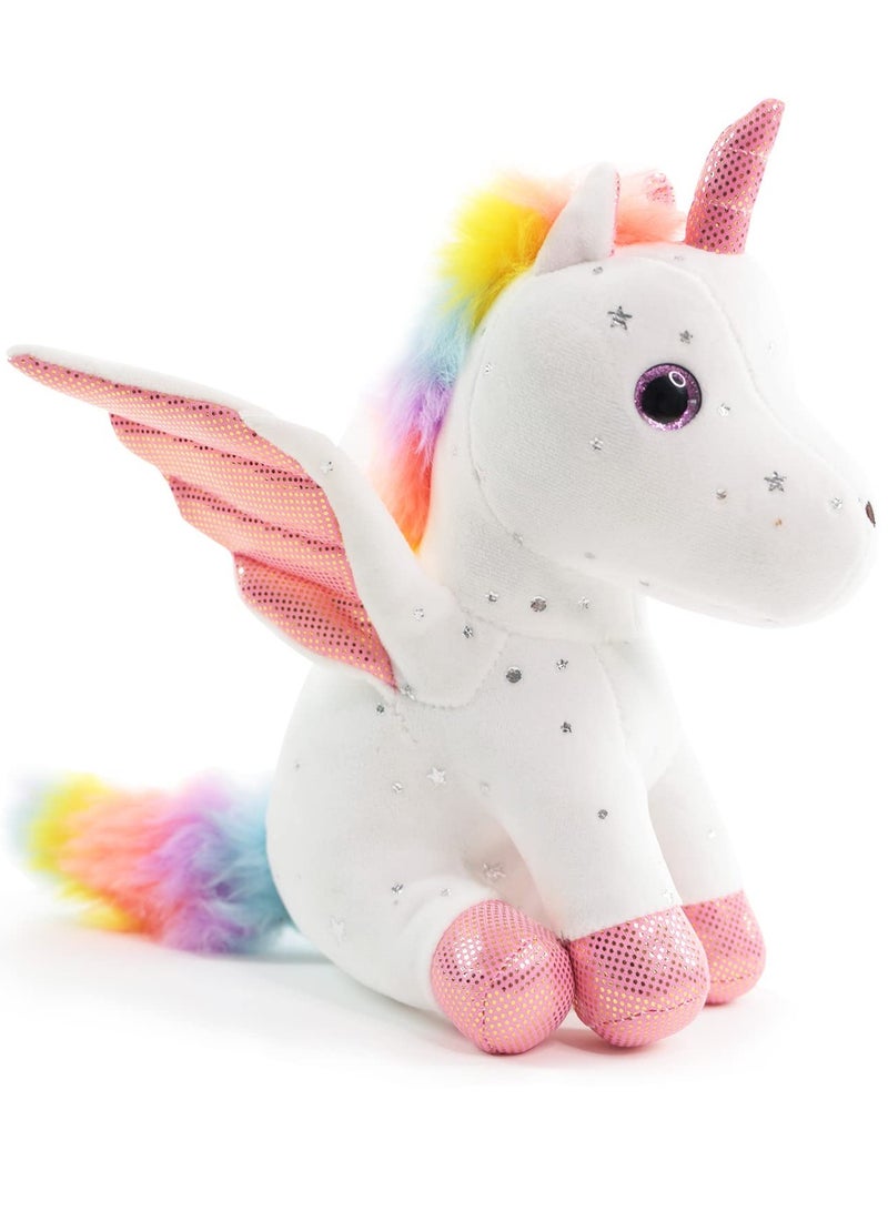 DURKU 8" Unicorn Stuffed Animal, Soft Cuddly Unicorn Plush Toys Keychain, Perfect Perfect Soft Snuggly Playtime Companions for Children ( White ) - Image 1