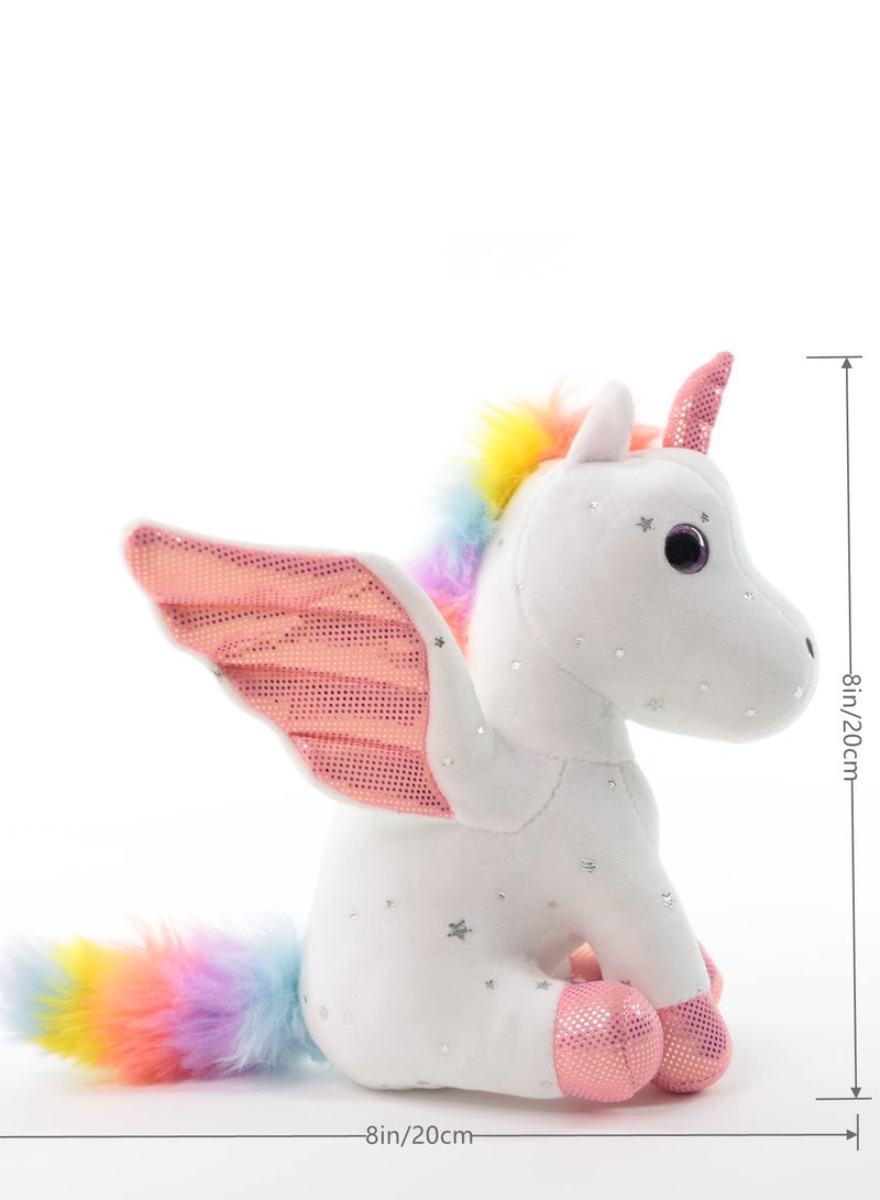DURKU 8" Unicorn Stuffed Animal, Soft Cuddly Unicorn Plush Toys Keychain, Perfect Perfect Soft Snuggly Playtime Companions for Children ( White ) - Image 3