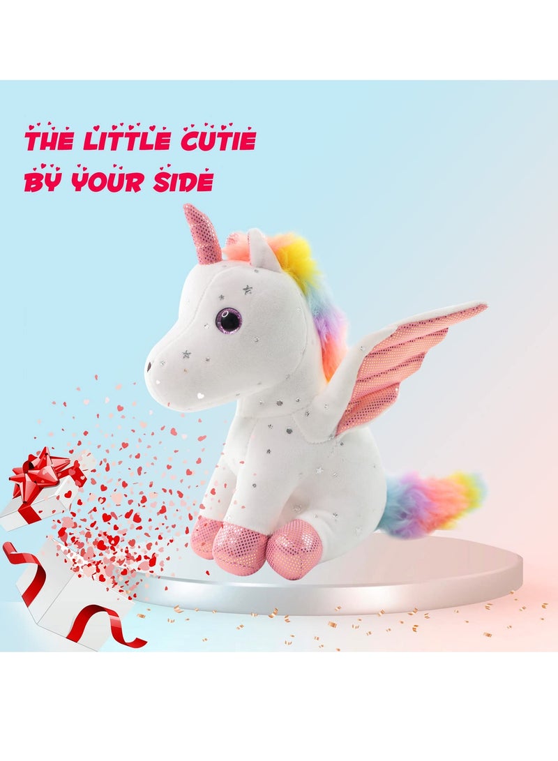 DURKU 8" Unicorn Stuffed Animal, Soft Cuddly Unicorn Plush Toys Keychain, Perfect Perfect Soft Snuggly Playtime Companions for Children ( White ) - Image 4