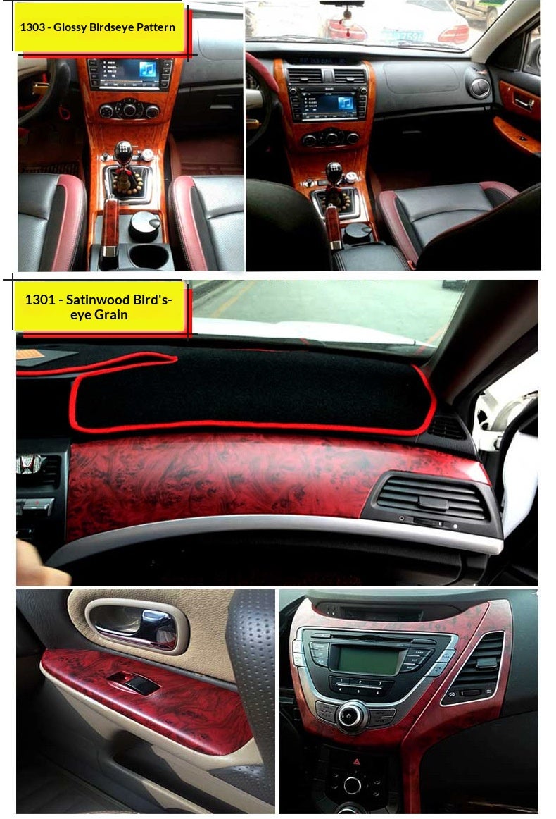 30cm X 1m Wood Grain Vinyl Wrap For Automotive Interior Trim - Self-Adhesive, High-Gloss Surface - Image 3