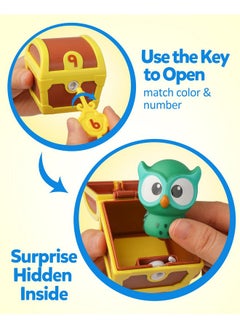 Coogam Coogam Fine Motor Skill Toys for Toddlers, 10pcs Surprise Animals Finger Puppets Treasure with Number Locks, Matching Color Sorting Pirate Hunt Game, Learning Montessori Gift for 3 4 5 Year Old  - Image 2
