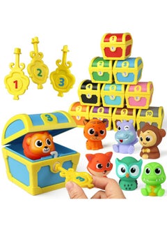 Coogam Coogam Fine Motor Skill Toys for Toddlers, 10pcs Surprise Animals Finger Puppets Treasure with Number Locks, Matching Color Sorting Pirate Hunt Game, Learning Montessori Gift for 3 4 5 Year Old  - Image 1