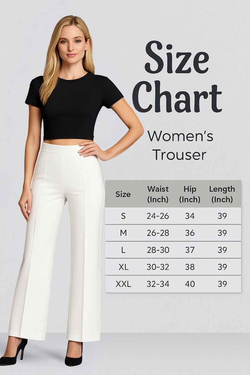 SWADESI STUFF Women’s High Waisted Bell Bottom Pants | Retro Wide Leg Trousers | Stretchy Flared Palazzo Pants for Office, Casual Wear & Party (in, Alpha, S, Regular, Black) - Image 5