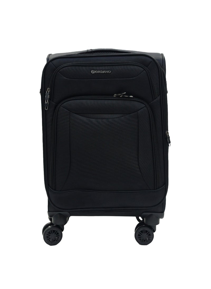 GIORDANO GIORDANO Casablanca Series Carry-on Small Cabin Suitcase Black, Soft Nylon Lightweight Durable Expandable 4 Wheels Luggage Trolley Bag 20" With Secure 3 Digit Number Lock.  - Image 1