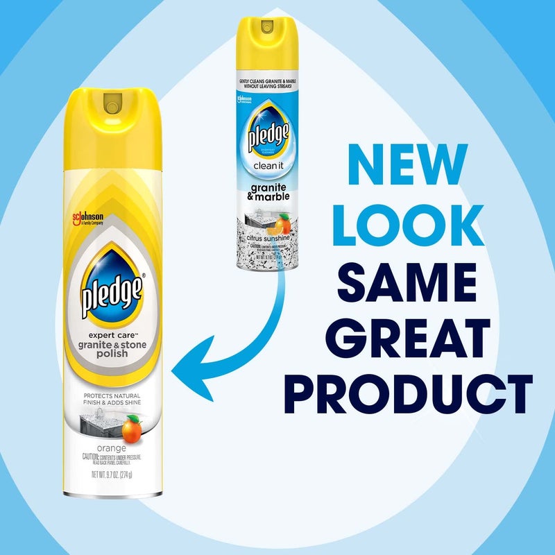 Pledge Granite and Marble Cleaner Spray, Citrus Sunshine, 1 Aerosol Spray, 9.7 oz - Image 2
