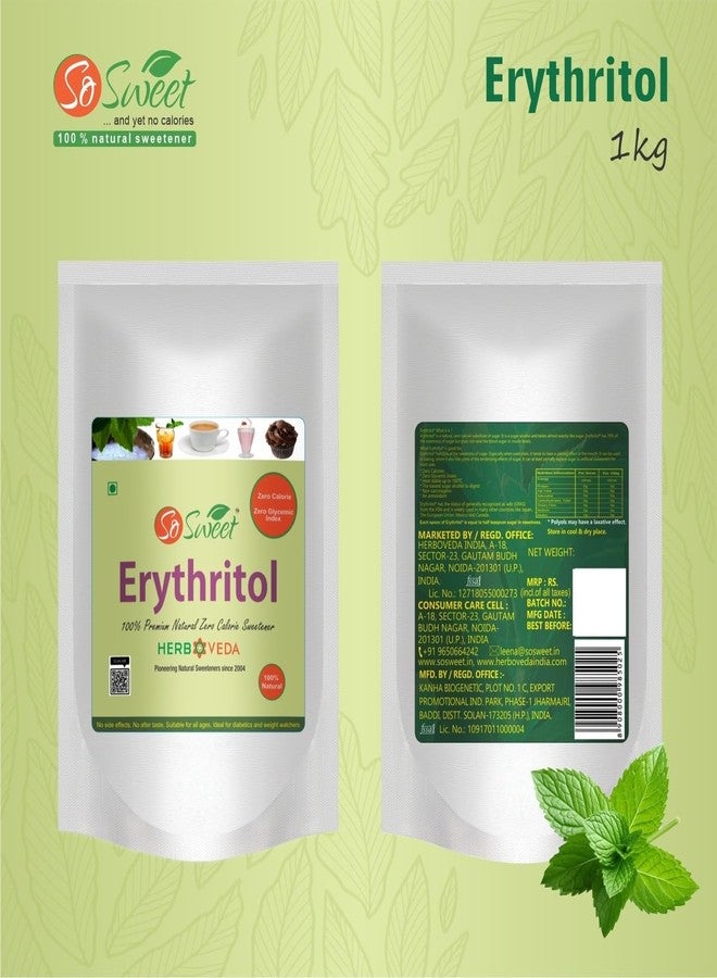 So Sweet Erythritol Sugar-Free Natural Sweetener - 1kg, Zero Calorie, Zero Carb, Diabetic Friendly, Ideal for Keto and Low-Carb Diets, Perfect for Baking, Cooking, and Sweetening Beverages - Image 3
