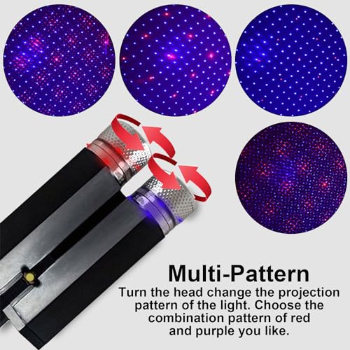 LEDCARE USB Star Night Lights Projector, LEDCARE Sound Activated 3 Modes 2 in 1 Interior Car Roof Lamp, Adjustable Romantic Portable LED Lights for Car Ceiling Bedroom Decoration, Red Purple - Image 3