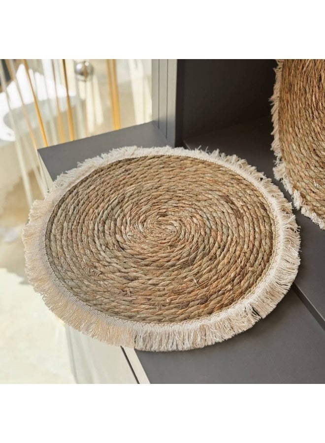 ناما قاعدة أكواب من الخوص مع شراشيب مصنوعة يدويًا - Image 1