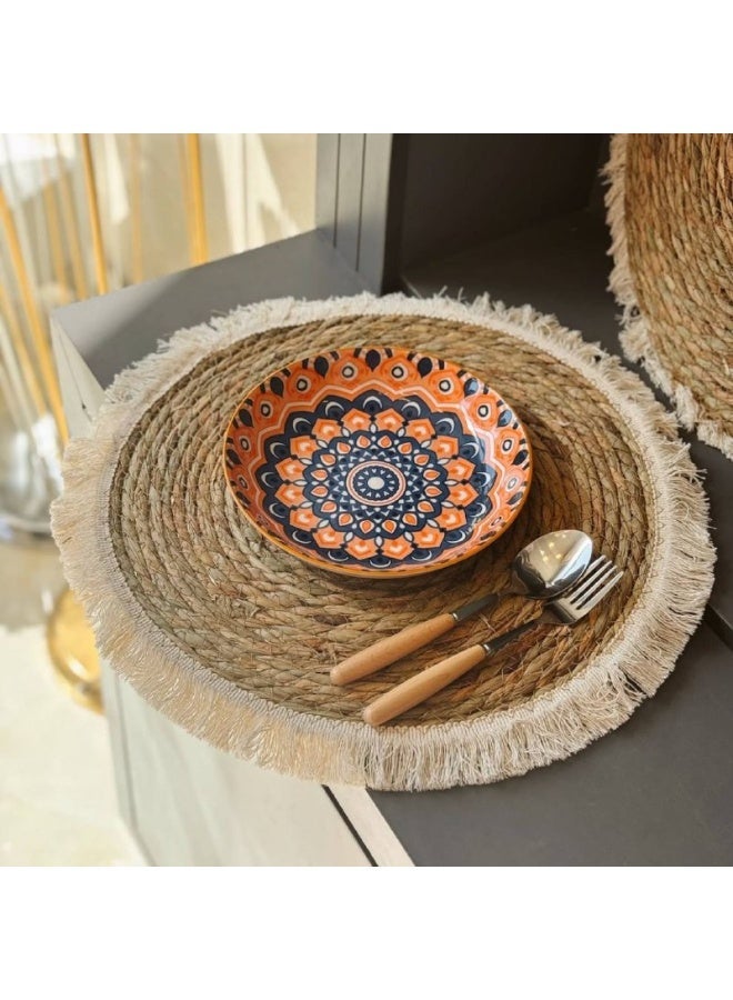 ناما قاعدة أكواب من الخوص مع شراشيب مصنوعة يدويًا - Image 2