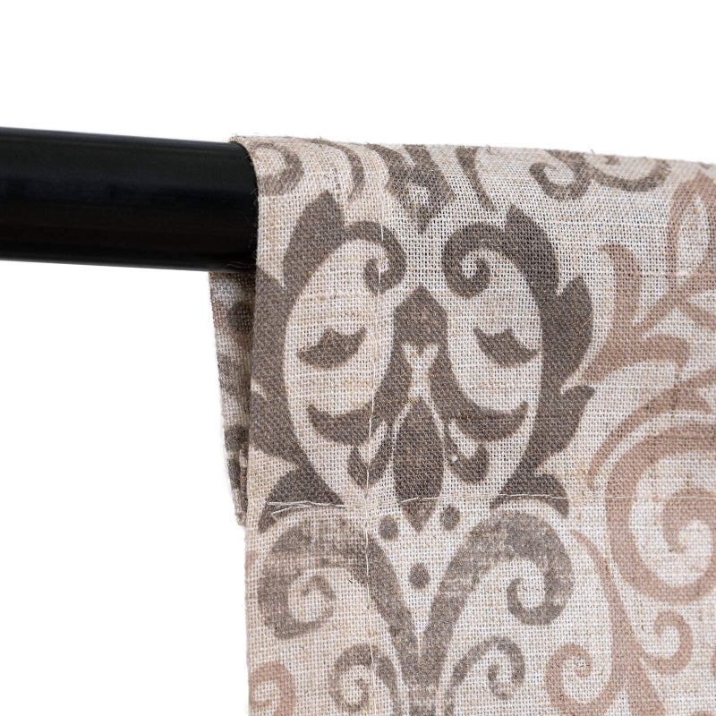 jinchan Jinchan Linen Tie up faLance for Kitchen Room Farmhouse Damask Paisley Rod Pocket Teacable Tie-up Shade-Valance Multicolor Medallion Starter Window Window 54 inch Long 1 Pane 1 taupe  - Image 5