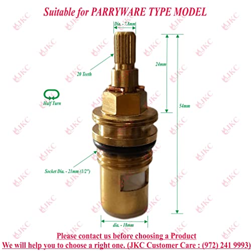 JKC Parrywar Type Tap Spindle Brass Half Inch for Parryware Spares Parts or Parryware Tap Fitting Spindle (Pack of 2) - Image 2