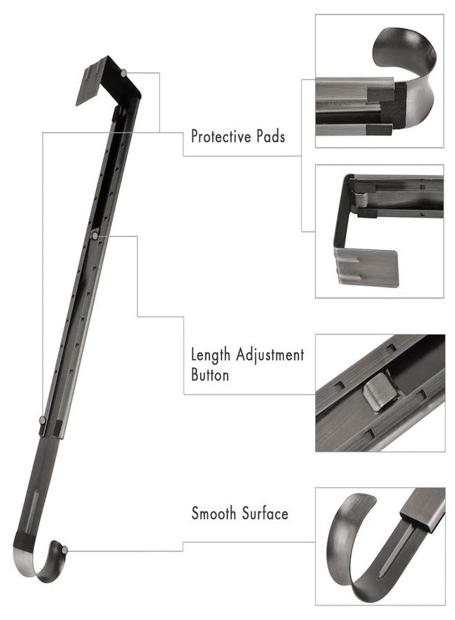 LBSUN Adjustable Wreath Hanger - Over The Door Hook, 14.9 to 25 Inches & Holder for Larger Christmas Decorations (Nickel, 20 lbs) - Image 2