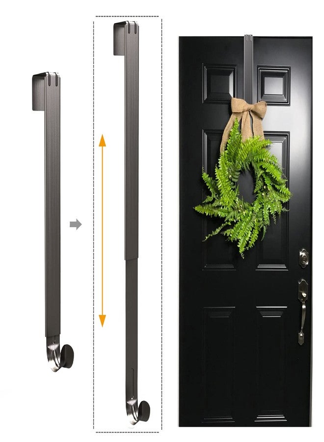 LBSUN Adjustable Wreath Hanger - Over The Door Hook, 14.9 to 25 Inches & Holder for Larger Christmas Decorations (Nickel, 20 lbs) - Image 1