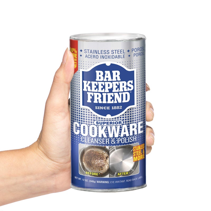 Bar Keepers Friend Cookware Cleanser & Polish (12 oz) - Cleaner, Degreaser & Stain-Remover - for Use on Stainless Steel and Copper Pots, Pans and Utensils, Glass Casserole Dishes and More (6) - Image 2