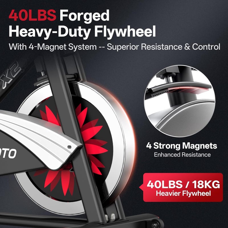 Belt Drive Indoor Cycling Bike Magnetic Resistance Adjustable Seat Display 350lbs Capacity Stationary Exercise Bike for Home Gym X2 - Image 2