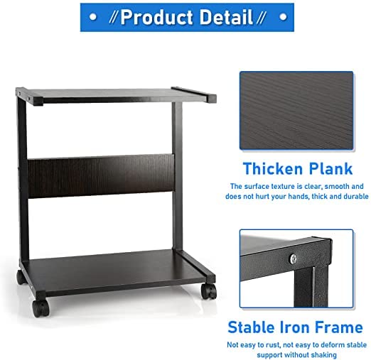 INDIAN DECOR INDIAN DECOR 45151 Space Saving Racks MultiLayer fax Racks Computer Tower Stand PC Stand 2Tier CPU Stand with Lockable Wheels Under Desk Fits Most PC Black  - Image 5