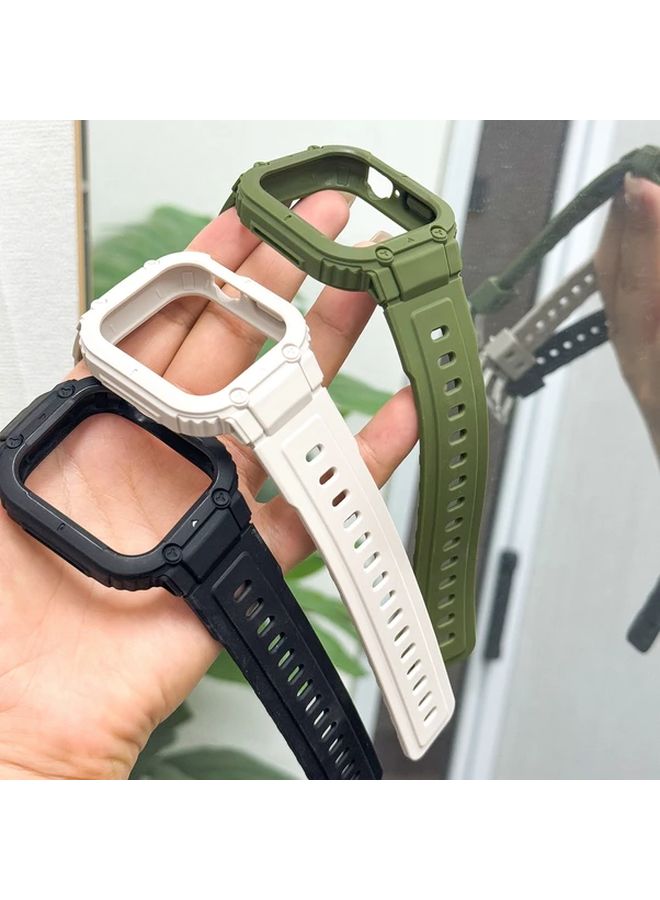 علبة ساعة متينة من البولي يوريثين لساعة آي ووتش سيريس 9 و8 و7 و6 و5 و4 وSE وUltra مقاس 40 ملم و41 ملم باللون الأخضر العسكري - Image 5