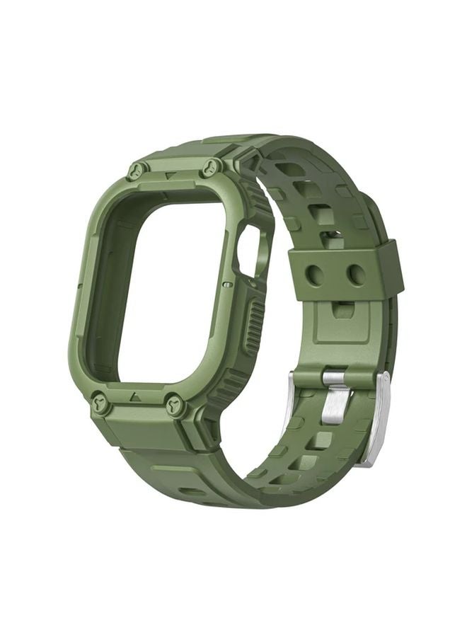 علبة ساعة متينة من البولي يوريثين لساعة آي ووتش سيريس 9 و8 و7 و6 و5 و4 وSE وUltra مقاس 40 ملم و41 ملم باللون الأخضر العسكري - Image 1