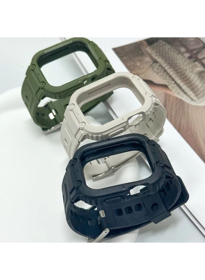 علبة ساعة متينة من البولي يوريثين لساعة آي ووتش سيريس 9 و8 و7 و6 و5 و4 وSE وUltra مقاس 40 ملم و41 ملم باللون الأخضر العسكري - Image 4