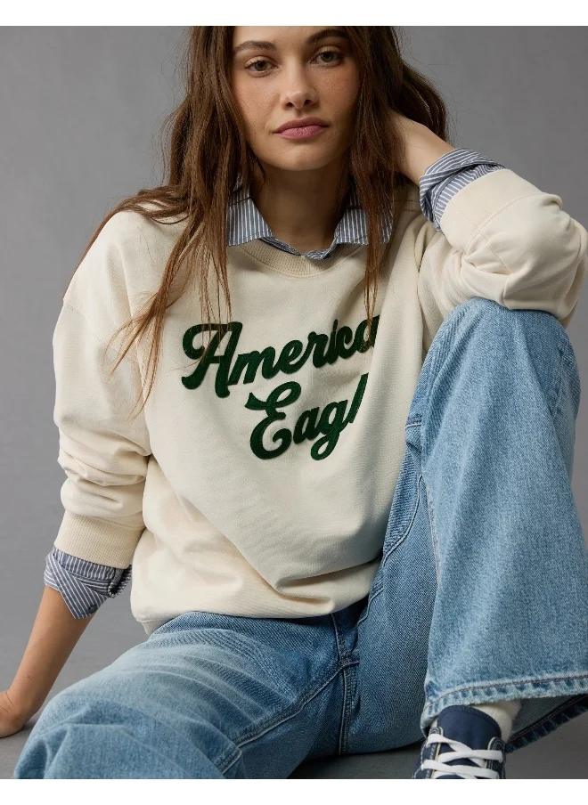 American Eagle AE Logo Graphic Relaxed Crew Neck Sweatshirt