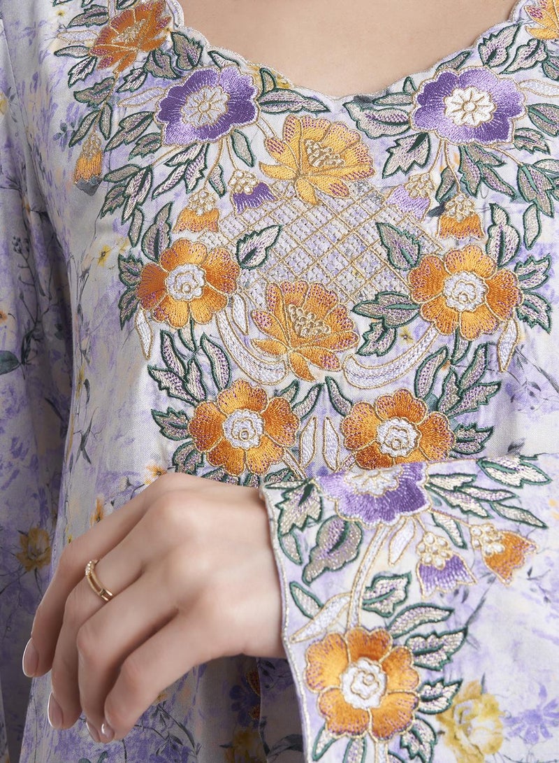 KASHKHA Viscose Floral Printed Jalabiya - Image 4