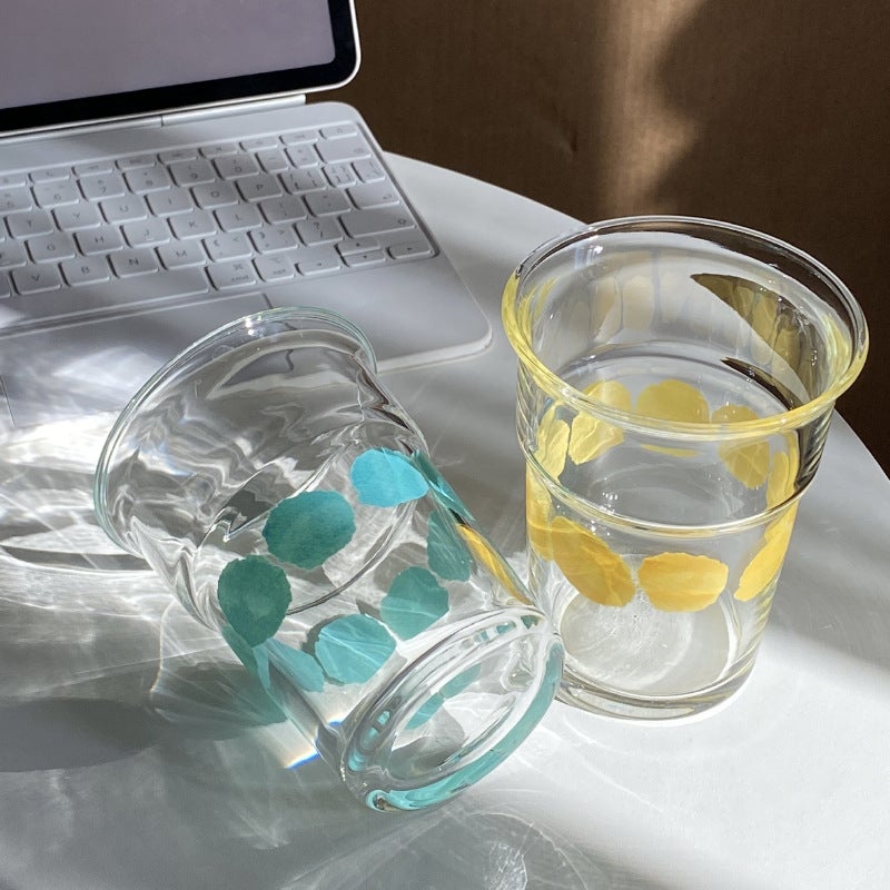 Vintage Blue-Green Polka Dot Glass Cup - Image 3