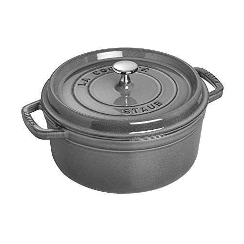 Staub Cast Iron 4qt Round Cocotte  Graphite Grey Made in France