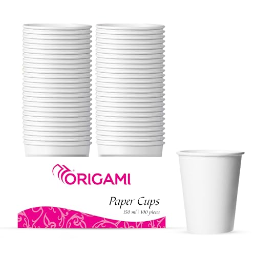 Origami Disposable & Leakproof Party Paper Cups (150ml, 100 Pcs) | Strong, Eco Friendly & Biodegradable Glass | Ideal for Home, Office & Travel - Image 1